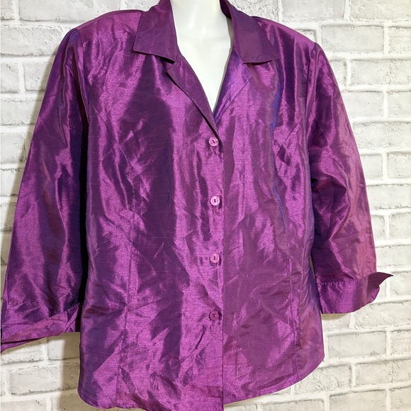 Gilani Vibrant Purple Button Down Shirt for Women, shoulder pads, size 20 - Picture 1 of 7